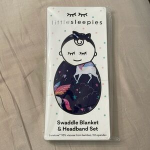 Little Sleepies swaddle with headband